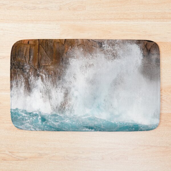 Item preview, Beautiful shot of strong sea waves hitting on the cliff  designed and sold by ThebestArtshop.