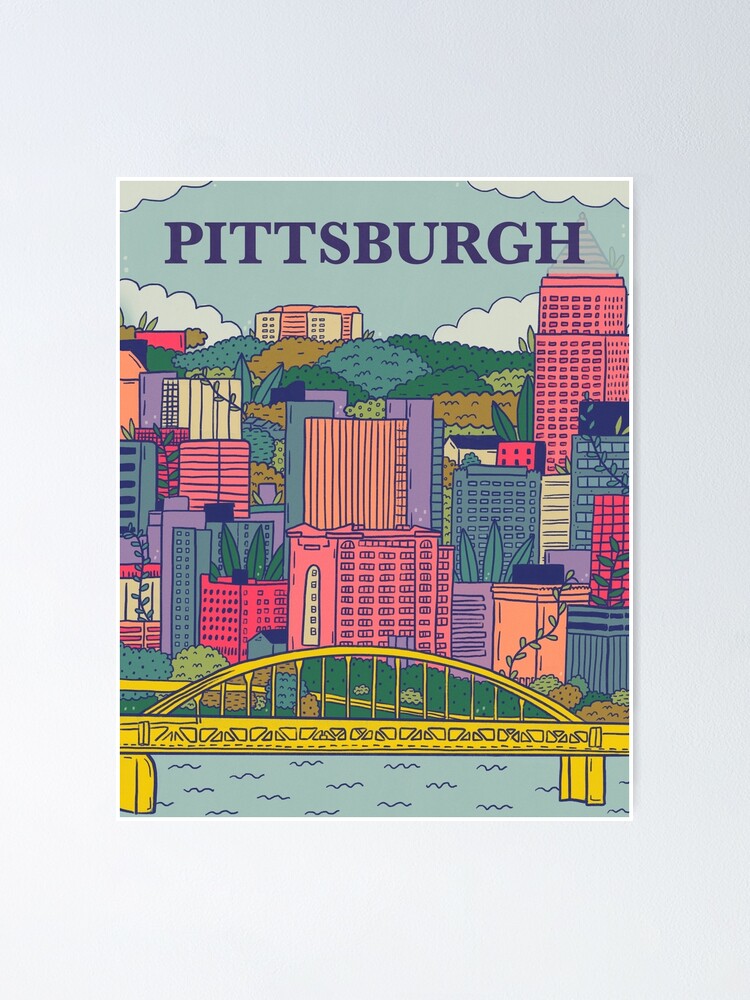 Thumbnail 1 of 3, Poster, Pittsburgh Illustration, City of Pittsburgh, PA Drawing designed and sold by xiolajensen.
