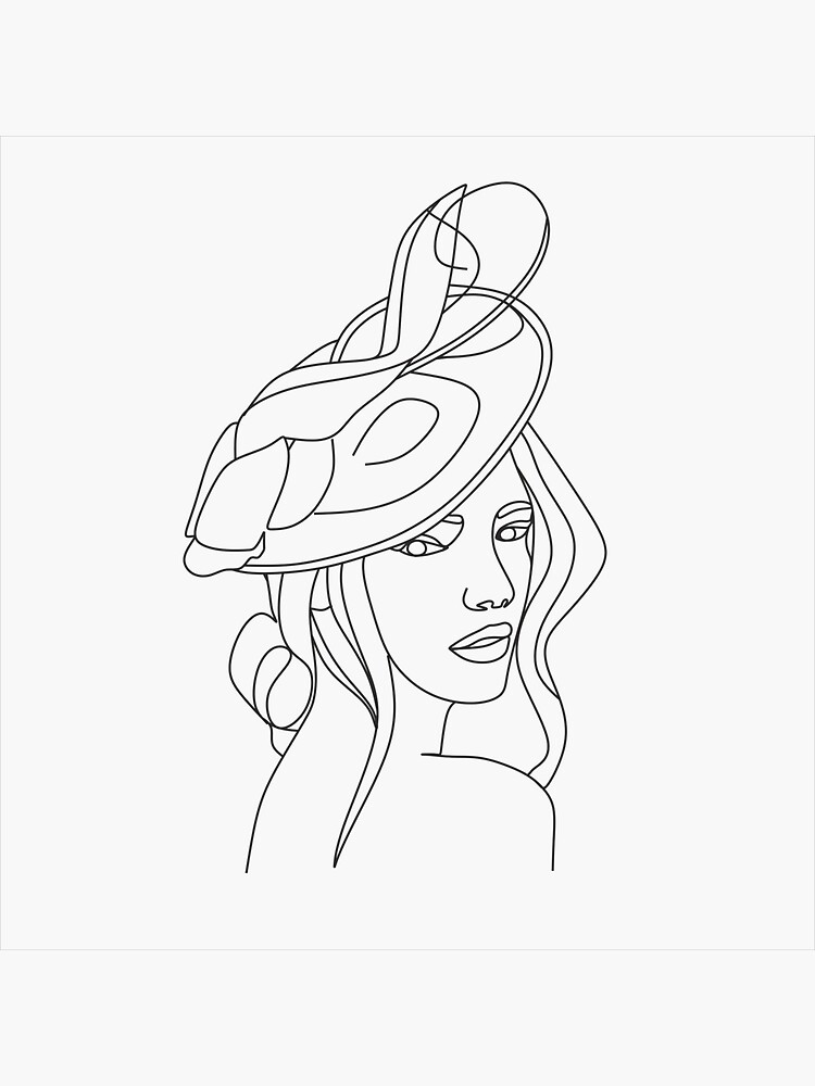 "Line Art sexy woman in a hat.Minimalistic logo illustration.Woman one