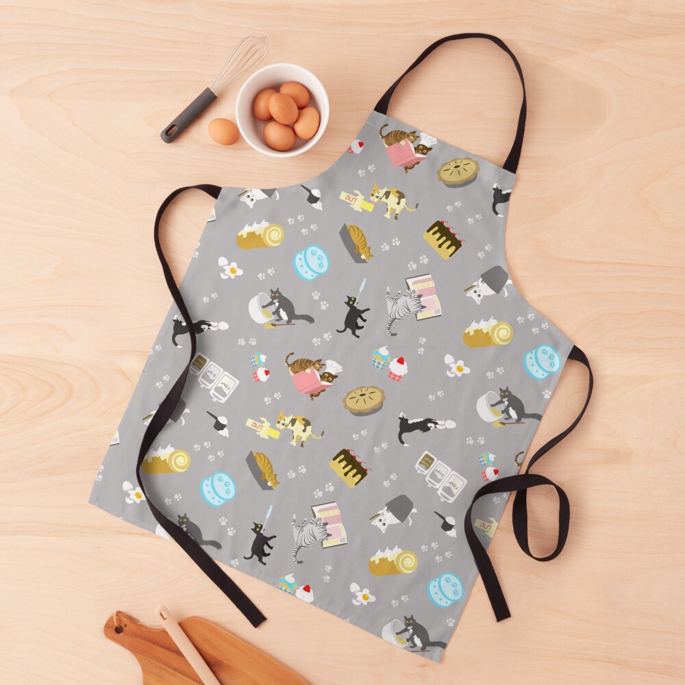 Cats Baking Cakes and other Sweets, in Grey Apron
