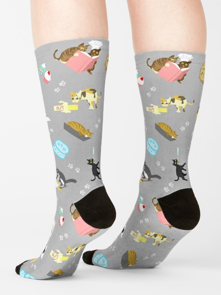 Alternate view of Cats Baking Cakes and other Sweets, in Grey Socks