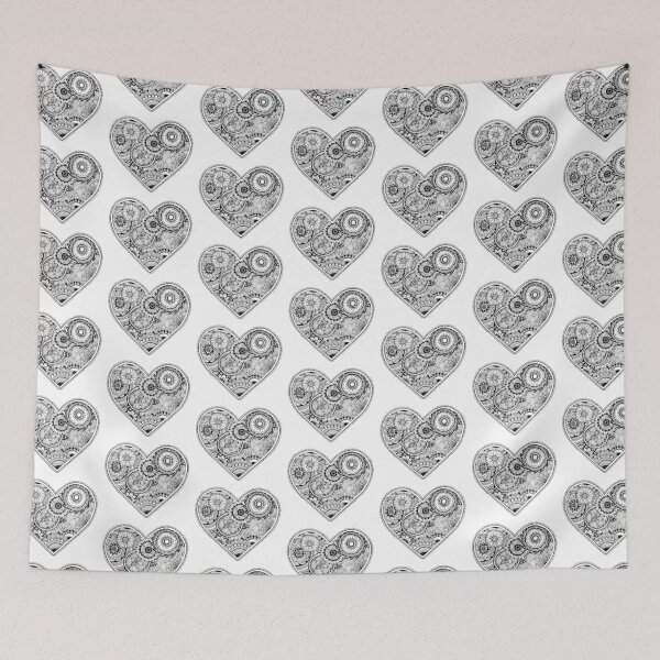 Item preview, Heart and flowers intricate pen design designed and sold by Elly Hunt.