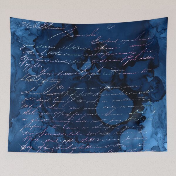 Item preview, Handwriting in Mermaid Glitter on Electric Blue Background designed and sold by ReesDesigns.
