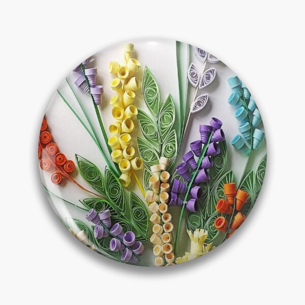 Item preview, Multicolour paper flowers, quilled lavender flowers on grey background (THIS IS A PRINT) designed and sold by folkyouall.