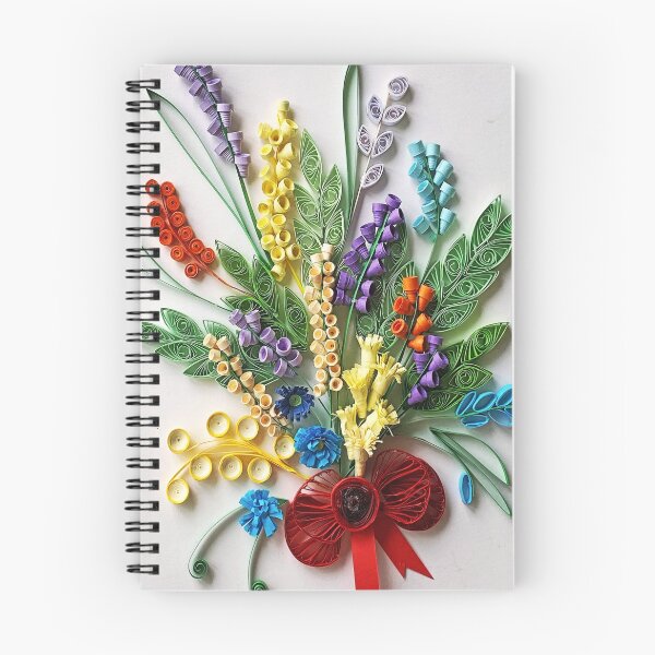 Item preview, Multicolour paper flowers, quilled lavender flowers on grey background (THIS IS A PRINT) designed and sold by folkyouall.