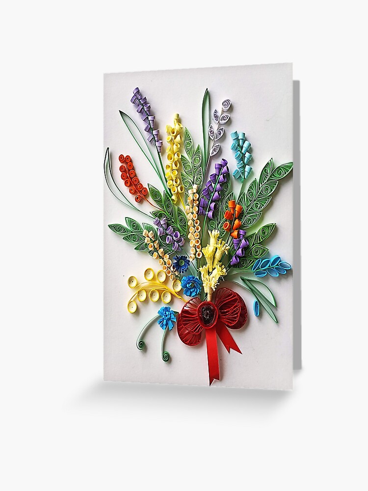Flowers Greeting Card Paper Flowers Card Quilling Card 