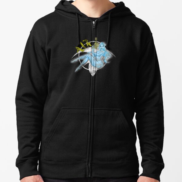 JIL NOSE ART FOR THE RENEGADE MERCHANT (FOR DARK COLORED BACKGROUNDS) (DISTRESSED) Zipped Hoodie