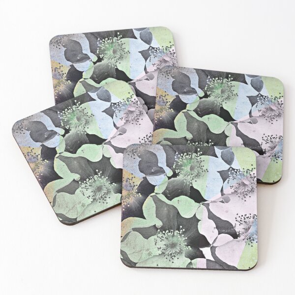Item preview, Collage art of romantic floral flower pattern in pastel pink and green colors.  designed and sold by theendup.