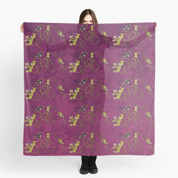 Marsupilami babies hanging on tail / Aubergine background Scarf