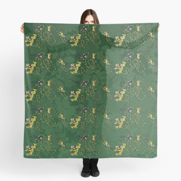 Marsupilami babies hanging on tail / Dark green background Scarf