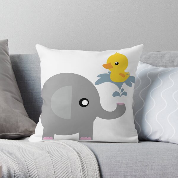elephant and the duck Throw Pillow