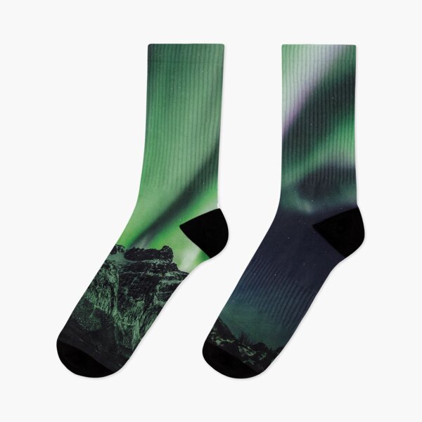 Item preview, Beautiful Green and Purple Northern Lights And Snow Covered Mountains designed and sold by Happiness Creators.