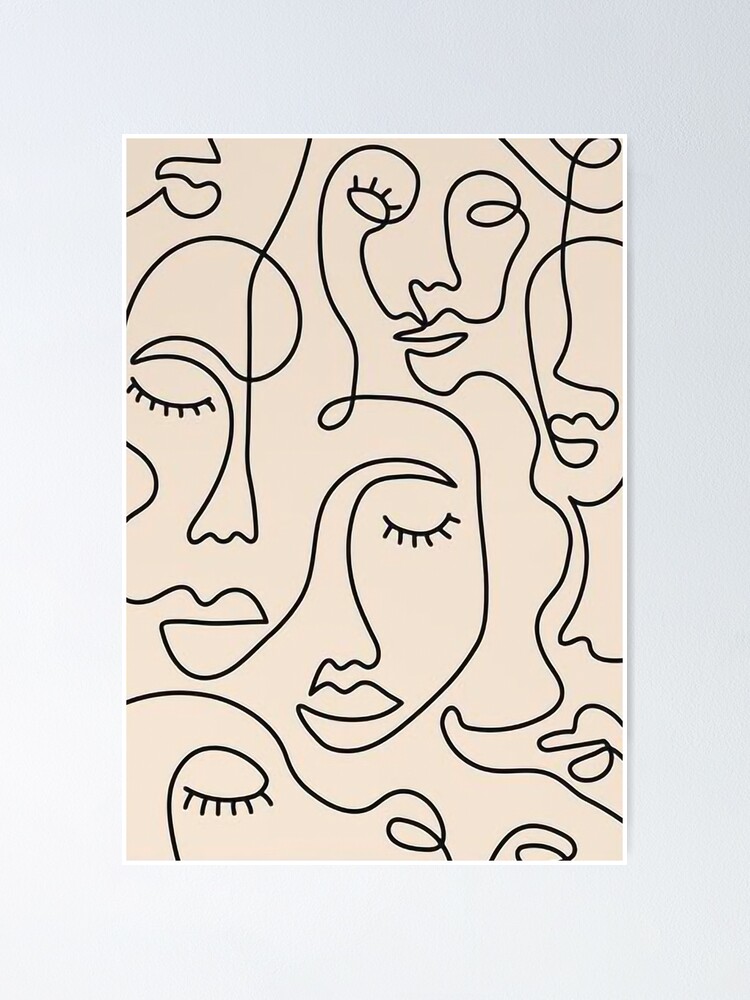  Poster   Single Line Face Art Print fr Dessin  