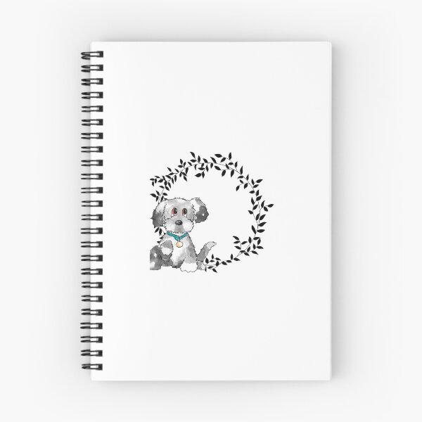 Item preview, Gray fuzzy pup and wreath designed and sold by WiMGcreative.