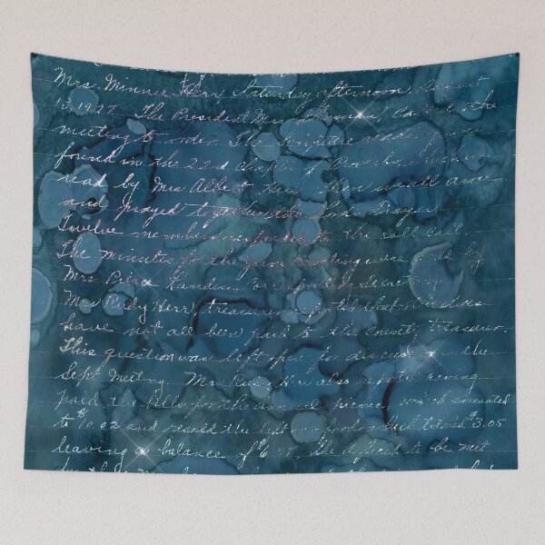 Item preview, Handwriting in Mermaid Glitter on Teal Background designed and sold by ReesDesigns.