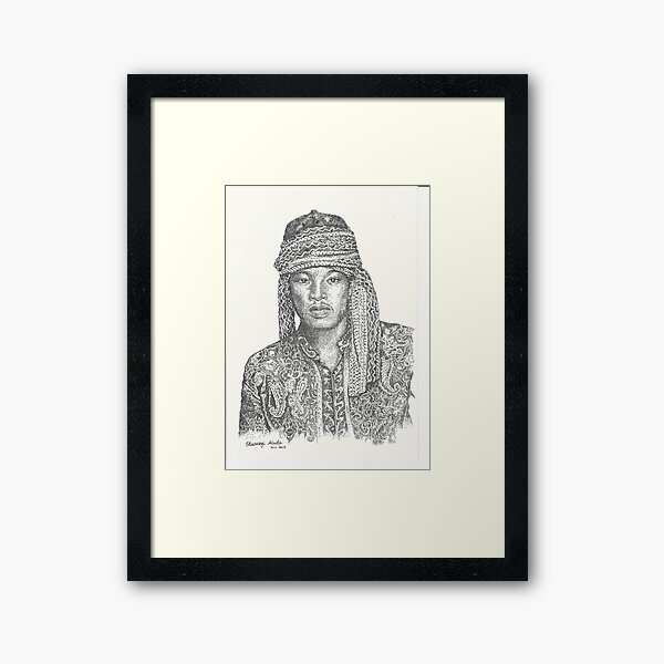 Gaze of a Man pointillism Framed Art Print