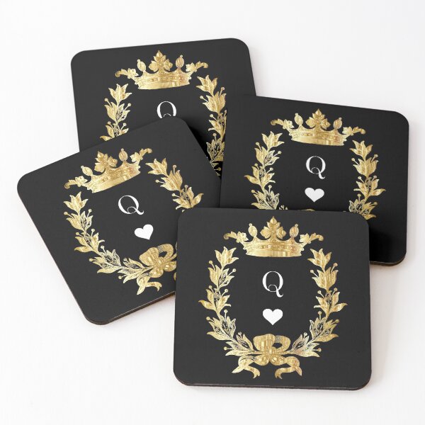 Item preview, Vintage Queen of hearts Gold embossed Crown and wreath detail - Classic Century gold edition (dark mode) designed and sold by Deegital18.