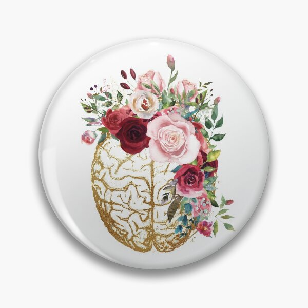 Item preview,  Vintage Brain Anatomy with Pink Roses flowers designed and sold by Lawandmedical.