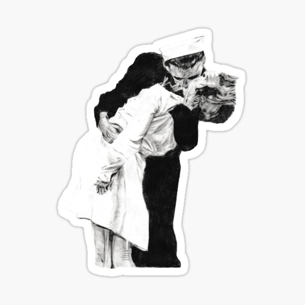 A Sailors Kiss Drawing Sticker