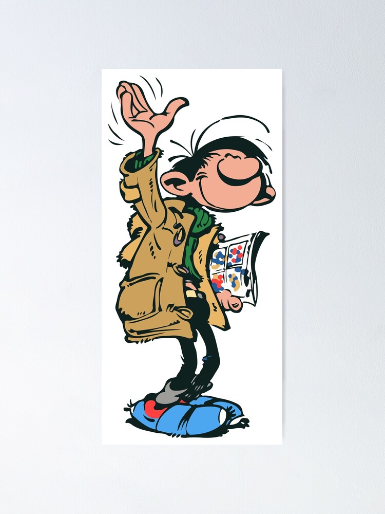 Gaston Lagaffe Waving With Newspaper Poster By Designsbyronald Redbubble