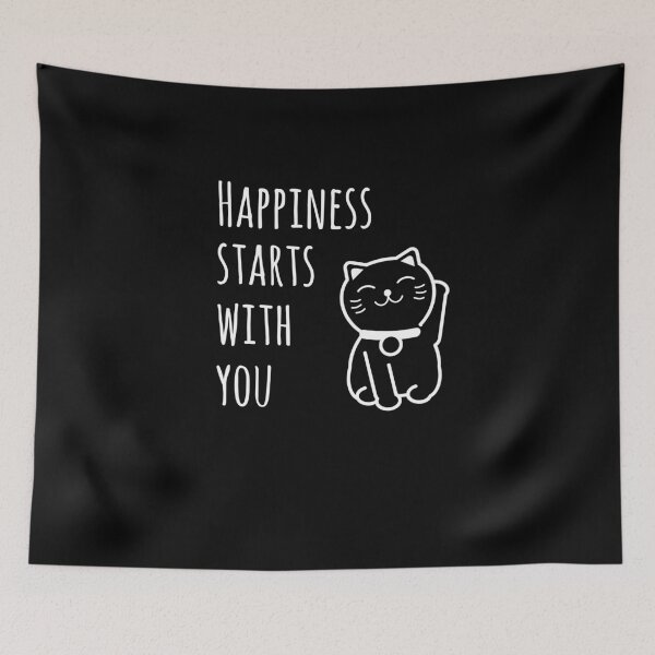 Item preview, Happiness starts with you lucky cat designed and sold by ElBeDesigns.