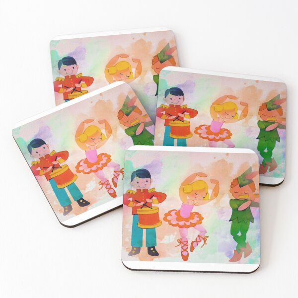 Item preview, Vintage Textured Illustration Toys, Ballerina, Drummer, Boy With Flute Print designed and sold by Mary Riley.