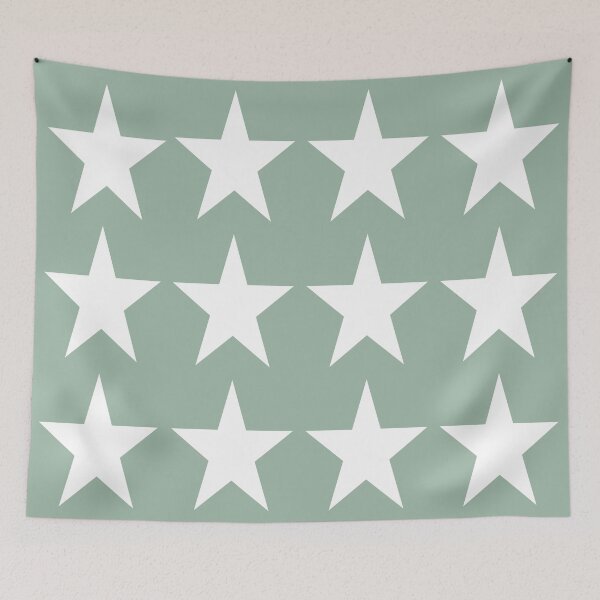 Item preview, Large WHITE and MUTED GREEN STARS designed and sold by RachelMacht.