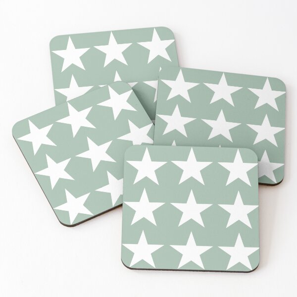 Item preview, Large WHITE and MUTED GREEN STARS designed and sold by RachelMacht.