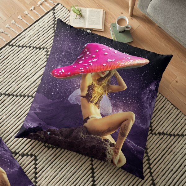 Sexy Mushroom Woman in Space Floor Pillow