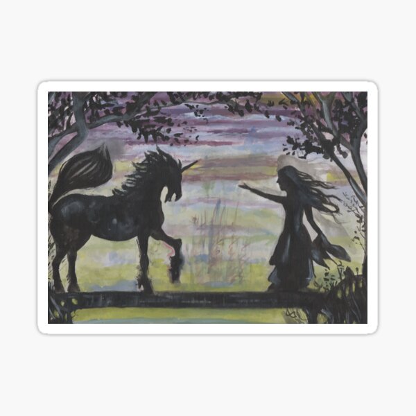 Unicorn and Girl Acrylic Painting Sticker
