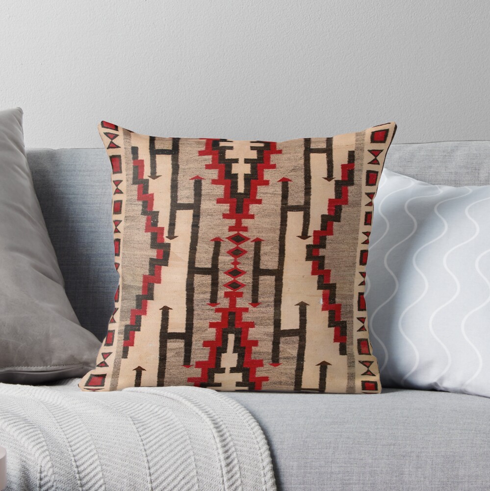1925 NAVAJO INDIAN TAPESTRY Throw Pillow
