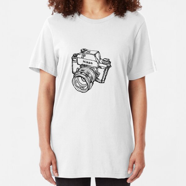 Nikon F Classic Film Camera Illustration Slim Fit T-Shirt