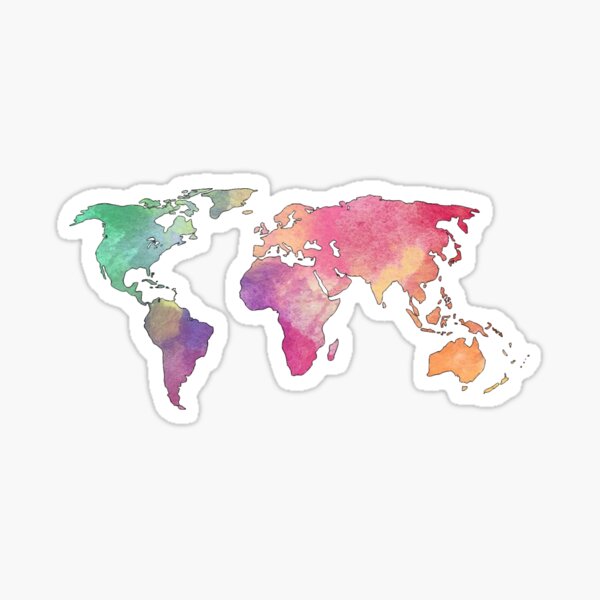rainbow watercolor continents Sticker