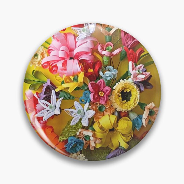 Item preview, Mixed flowers, paper flowers, quilled flowers on yellow background (THIS IS A PRINT) designed and sold by folkyouall.