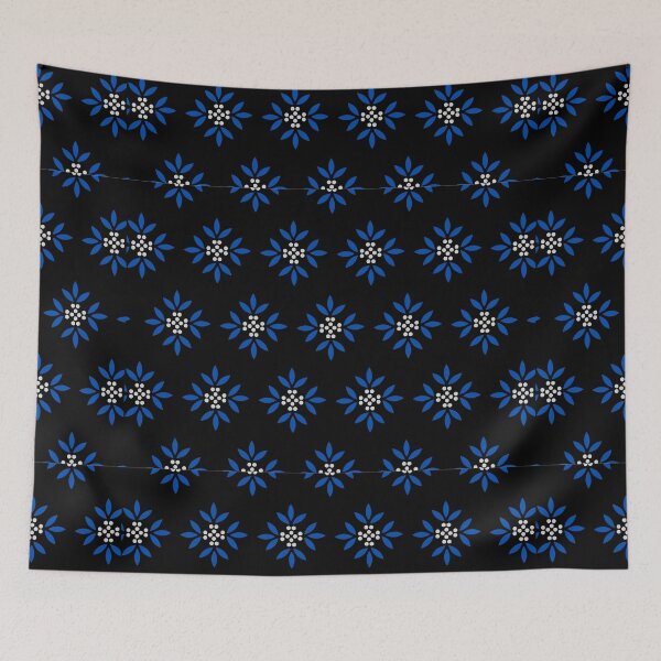 Item preview, Black and Blue Flowers Pattern designed and sold by MariesDesigns11.