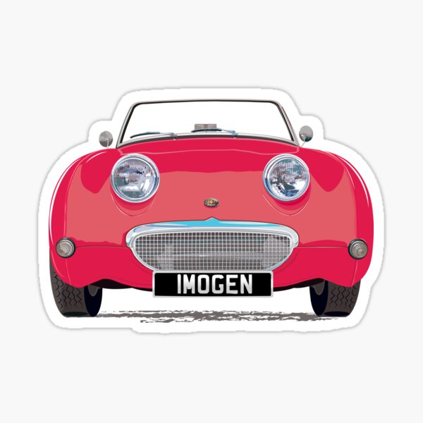 Austin Healey Frogeye Sprite amusing cartoon character repro sticker Bug eye