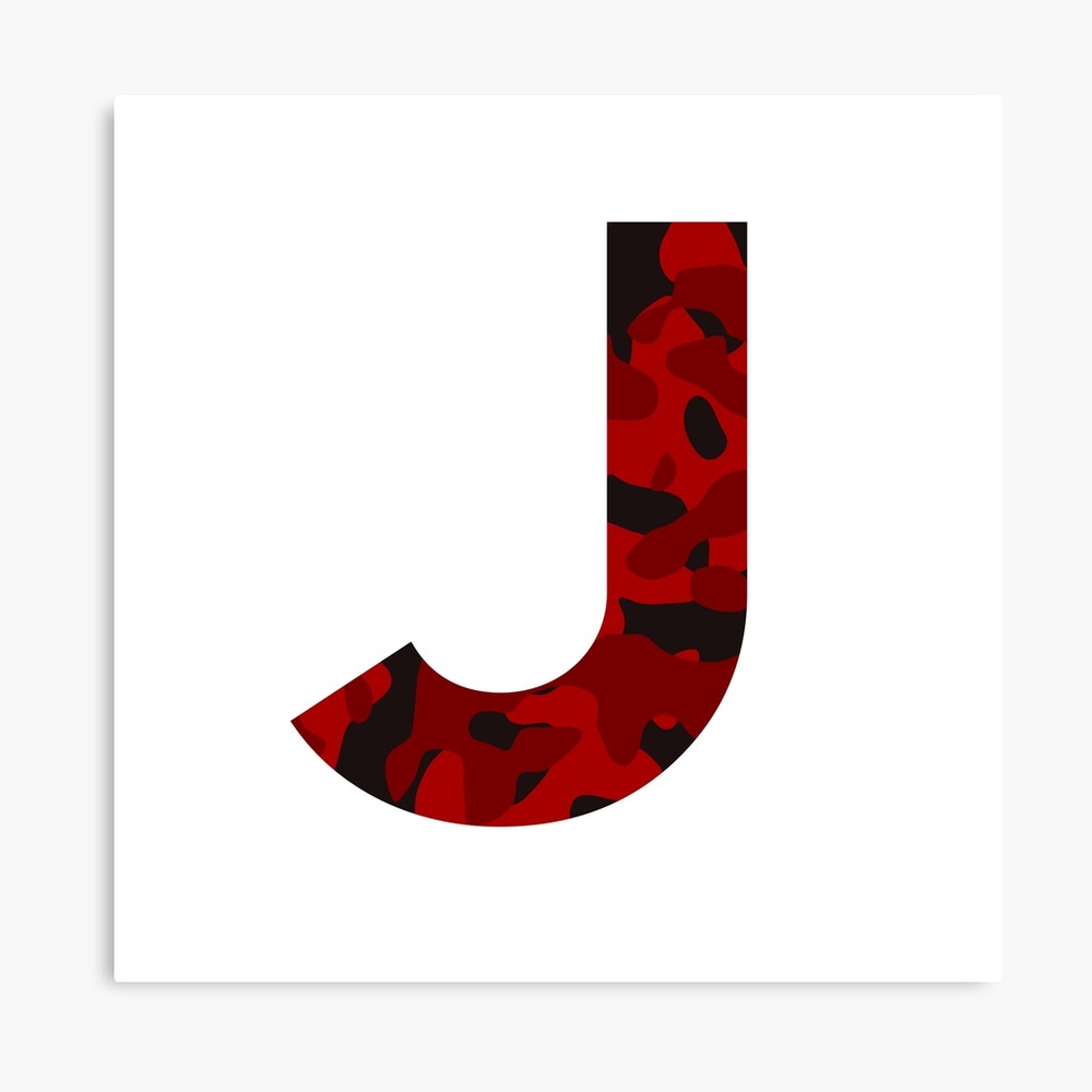 letter j red camo design photographic print by nocap82 redbubble