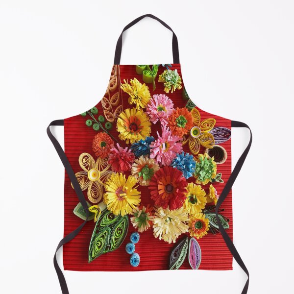 Item preview, Multicolour paper flowers and wheat, quilled flowers on red background (THIS IS A PRINT) designed and sold by folkyouall.