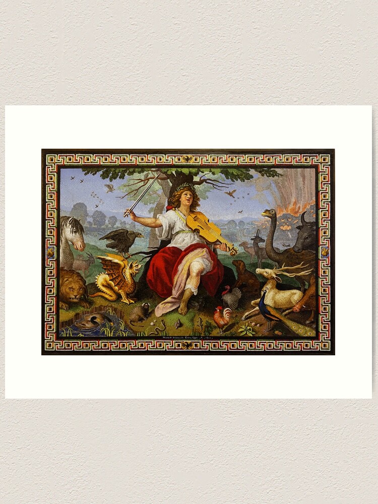ORPHEUS ENCHANTING ANIMALS WITH HIS MUSIC Baroque Mosaic