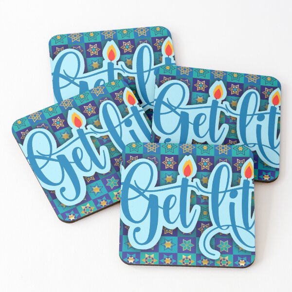 Item preview, Get Lit Star Of David All Over Print Blue Gold Happy Hanukkah designed and sold by Sunny Collections.