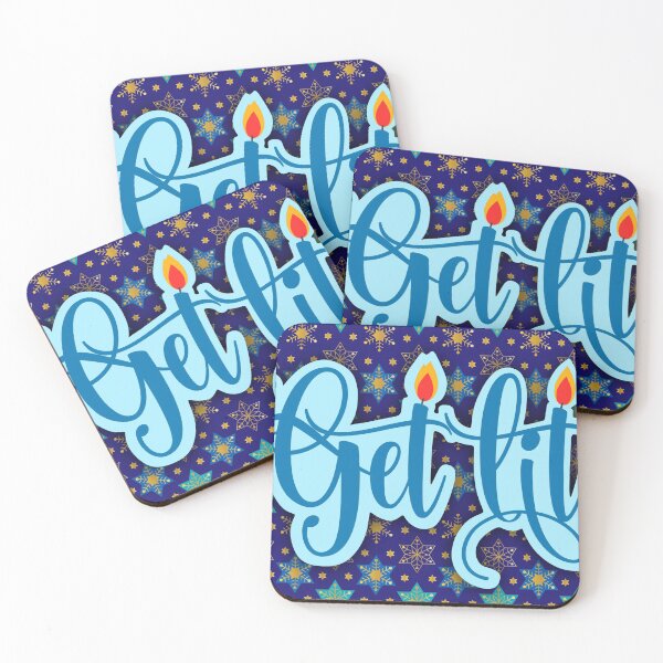 Item preview, Get Lit Star Of David All Over Print Gold Blue Happy Hanukkah designed and sold by Sunny Collections.