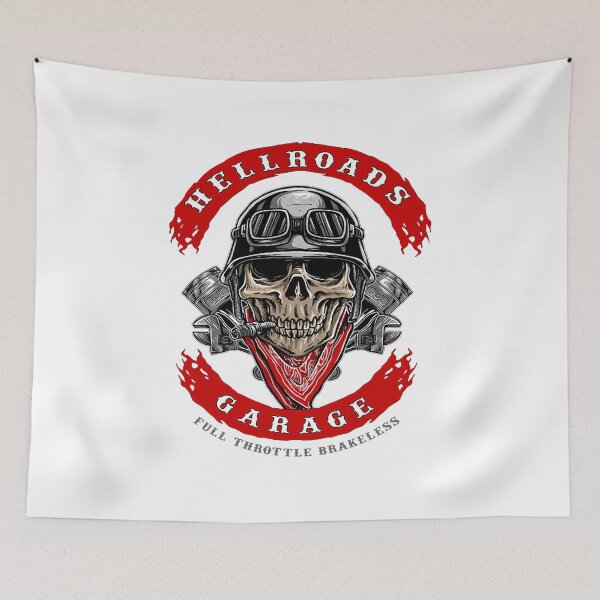 Item preview, Biker skull Hell Road designed and sold by ivankarla.