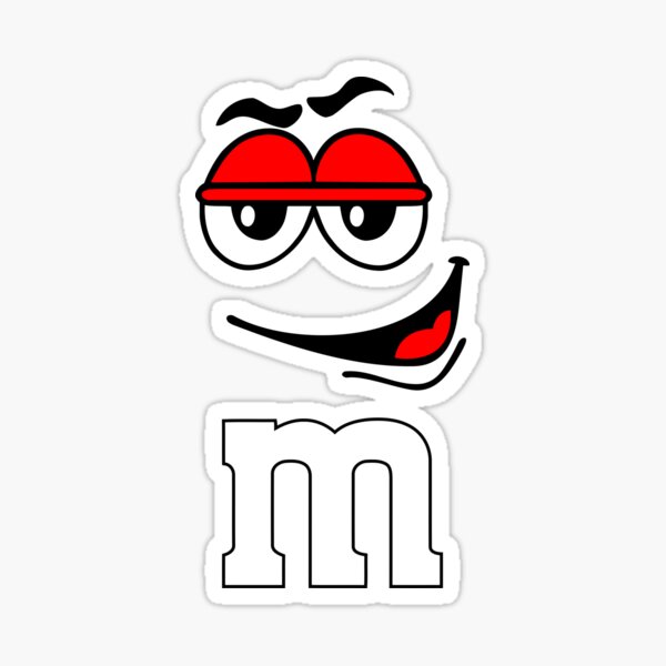 M and M Red Face Sticker