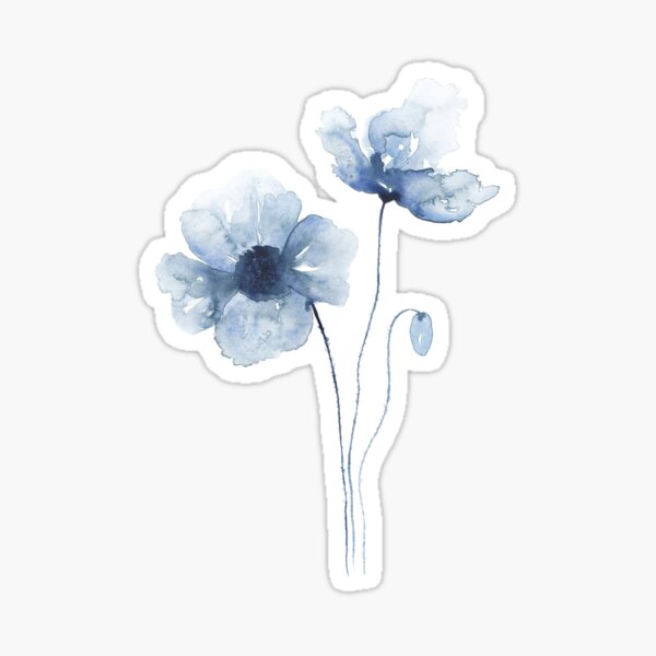 Blue Watercolor Flowers Sticker