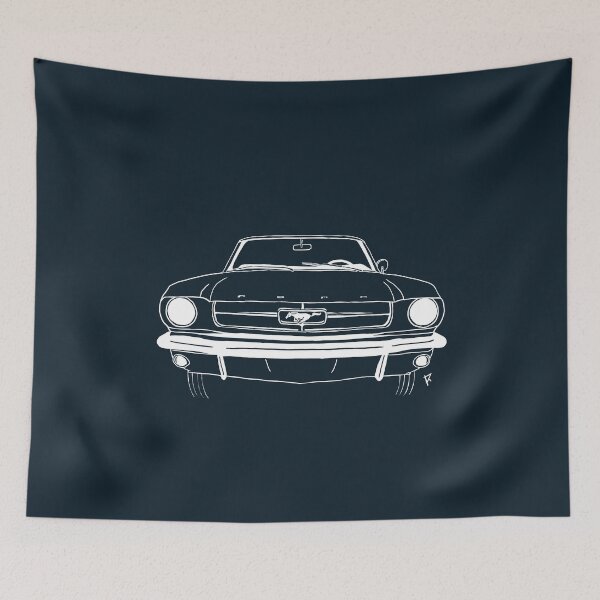 Item preview, Ford Mustang white lines dark blue background designed and sold by Cardrawing-Art.
