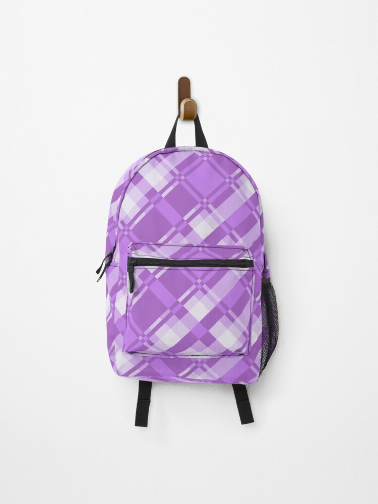 Thumbnail 1 of 3, Backpack, Purple Geometric Check Pattern designed and sold by PurpleAdventure.