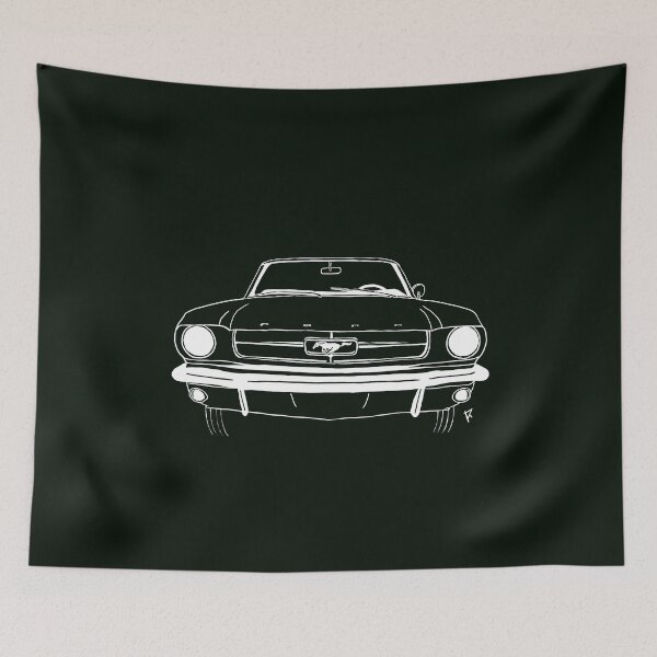 Item preview, Ford Mustang white lines Deep Fir background designed and sold by Cardrawing-Art.