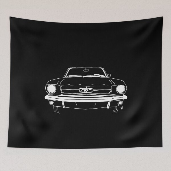Item preview, Ford Mustang white lines Black background designed and sold by Cardrawing-Art.