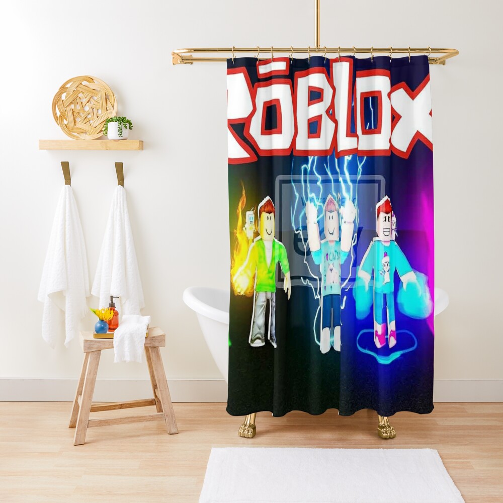 Roblox Powerup Shower Curtain By Oneeyedsmile Redbubble - roblox in the shower