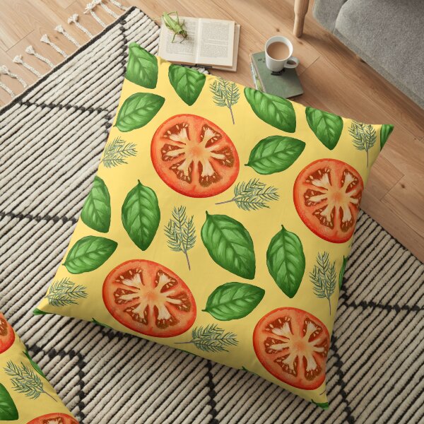 Rosemary, Basil and Tomato Floor Pillow